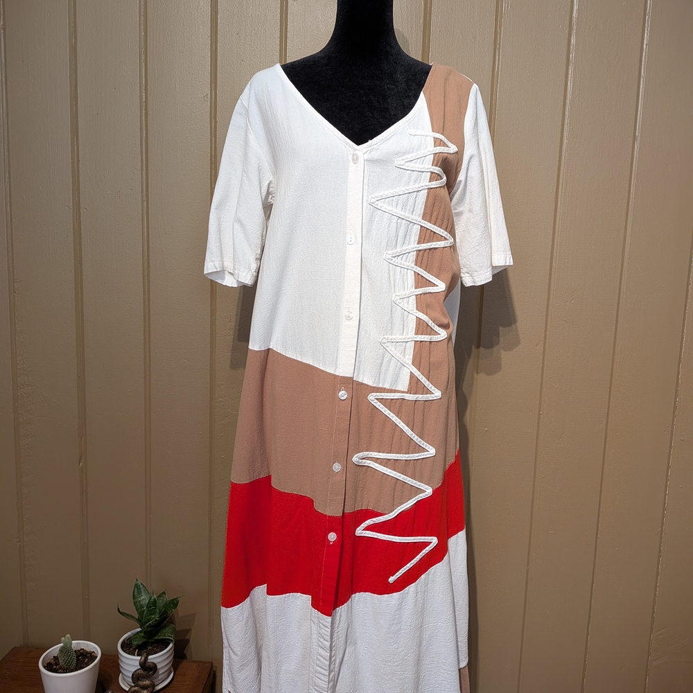 Zanzea White and Black Colorblock Dress